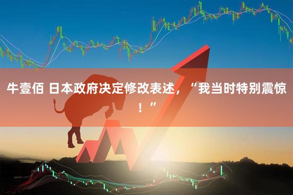 牛壹佰 日本政府决定修改表述，“我当时特别震惊！”