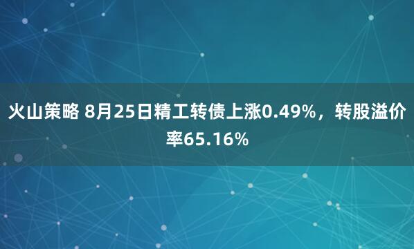 火山策略 8月25日精工转债上涨0.49%，转股溢价率65.16%