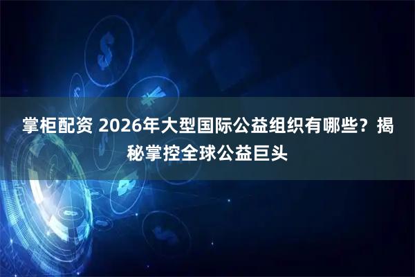 掌柜配资 2026年大型国际公益组织有哪些？揭秘掌控全球公益巨头